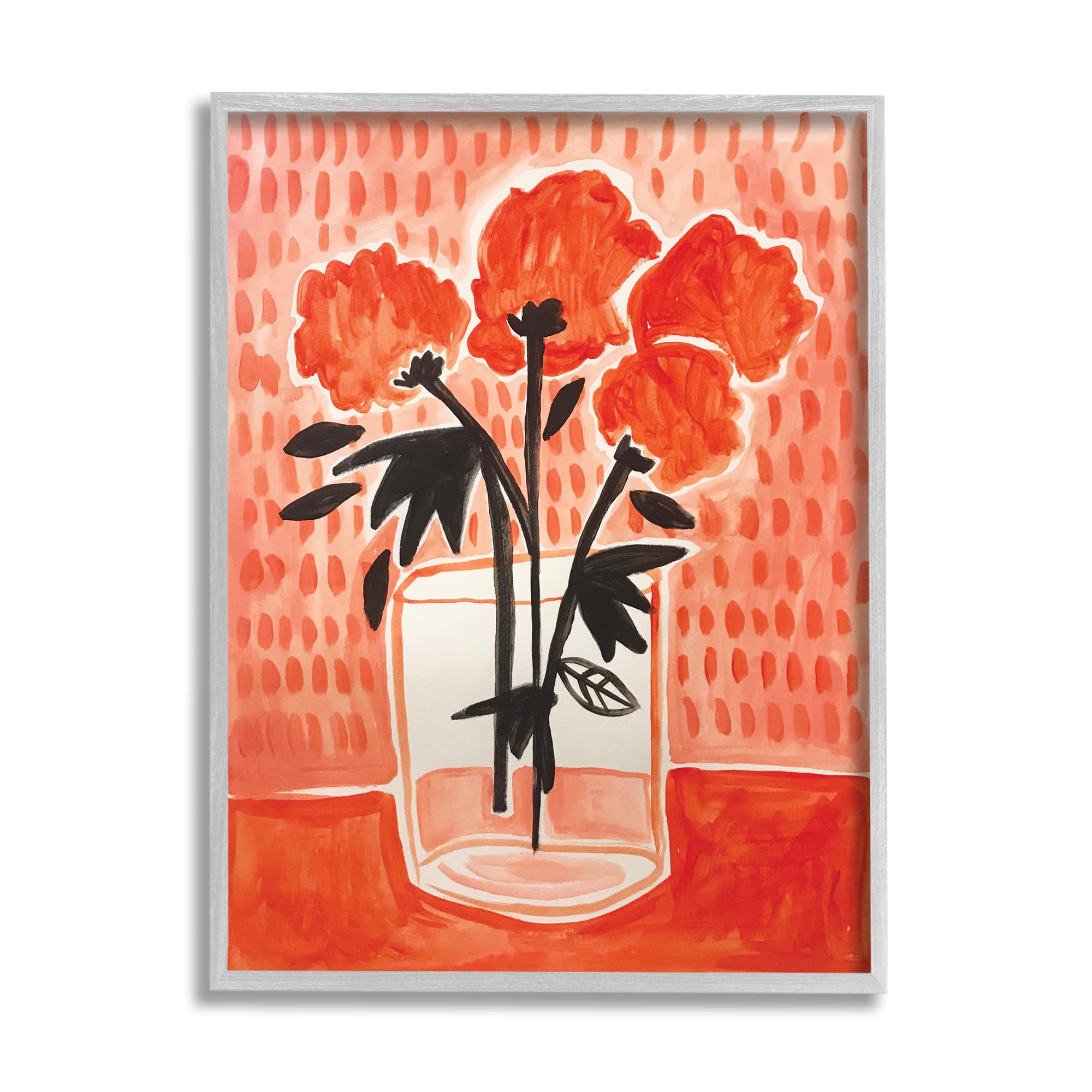 Stupell Industries Bold Red Flower Bouquet Black Stem Florals in Frame Wall Art